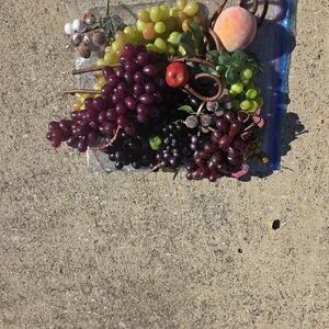 Assorted Faux Fruit Bundle - Grapes, Peach & Berries - Purple, Green, Red